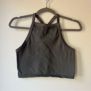 Wild Fable Gray Ribbed Crop Top M | High Neck Strappy Back Stretchy Tank